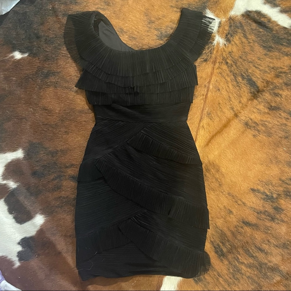 BCBGMAXAZRIA BLACK BRIANA PLEATED TULLE - Picture 3 of 4